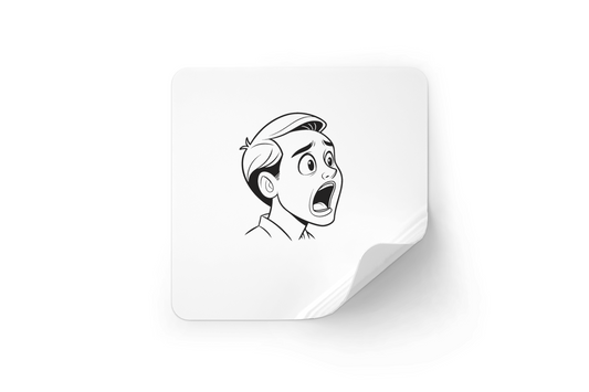 Sticker avec garçon surpris en style monochrome noir et blanc émotion éclatante