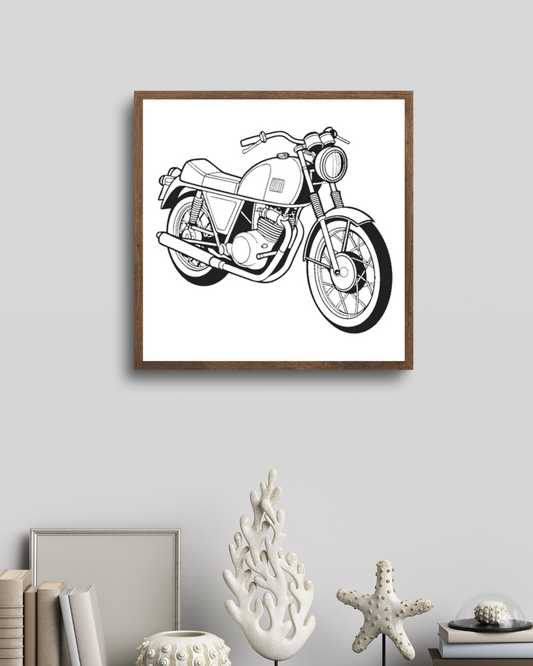 Ducati 750GT 1971 en cadre, parfaite pour décor rétro