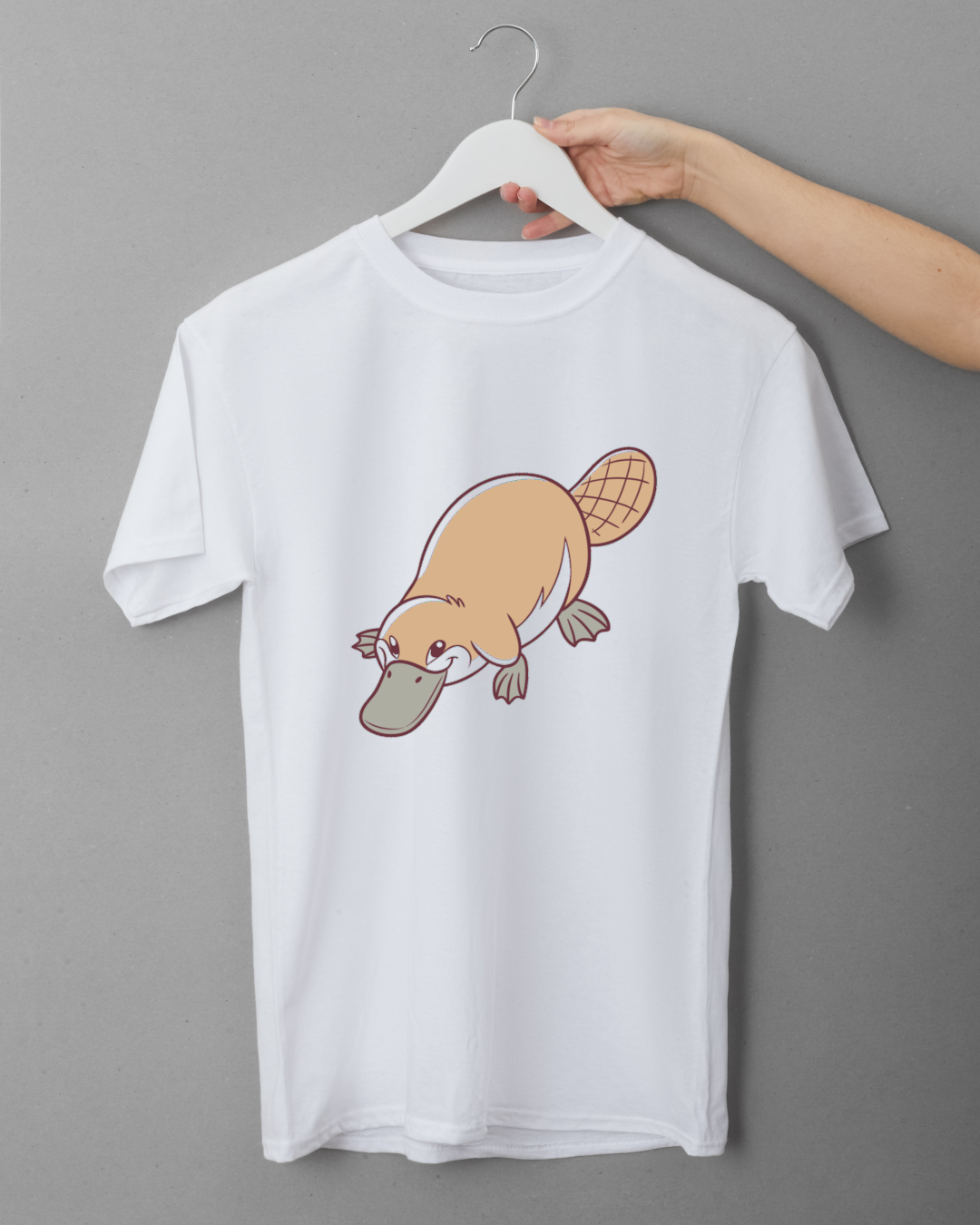 T-shirt orné d'un ornithorynque cartoon curieux au thème nature