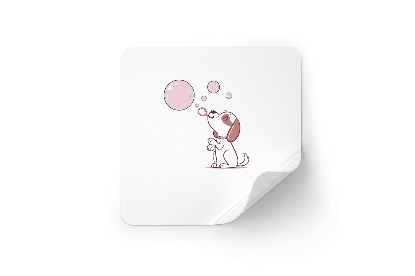 Sticker décoratif pour amoureux des chiens mettant en scène un chien joueur et des bulles