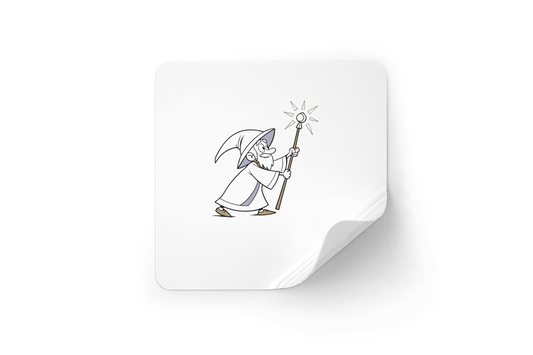 Sticker décoratif en art vectoriel mystique représentant un sorcier illuminé