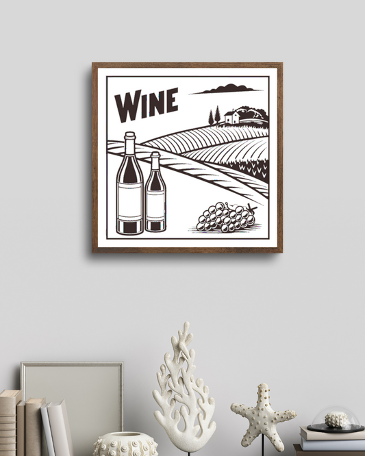 Cadre affichant une illustration champêtre et rétro.