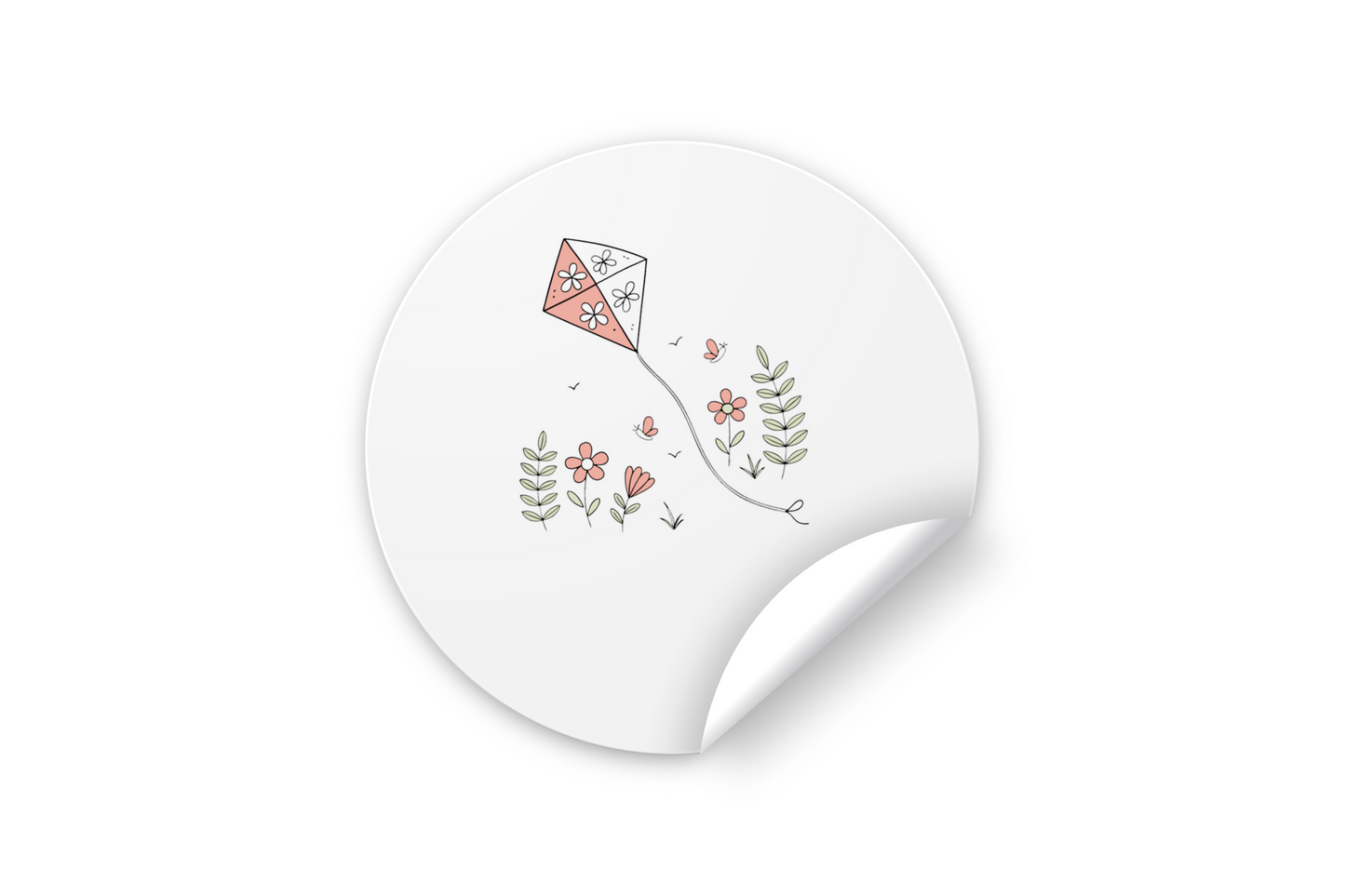 Sticker décoratif avec cerf-volant et motifs floraux évoquant le printemps
