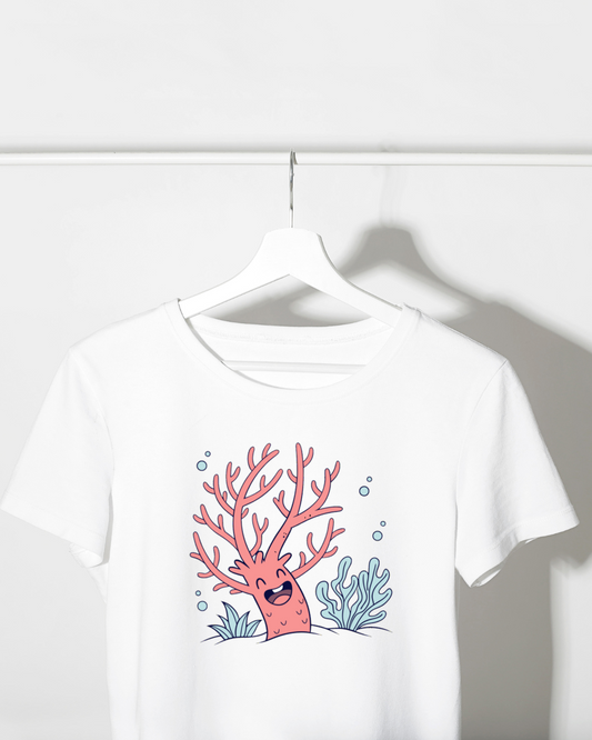 T-shirt avec motif marin corail joyeux cartoon élégant et amusant