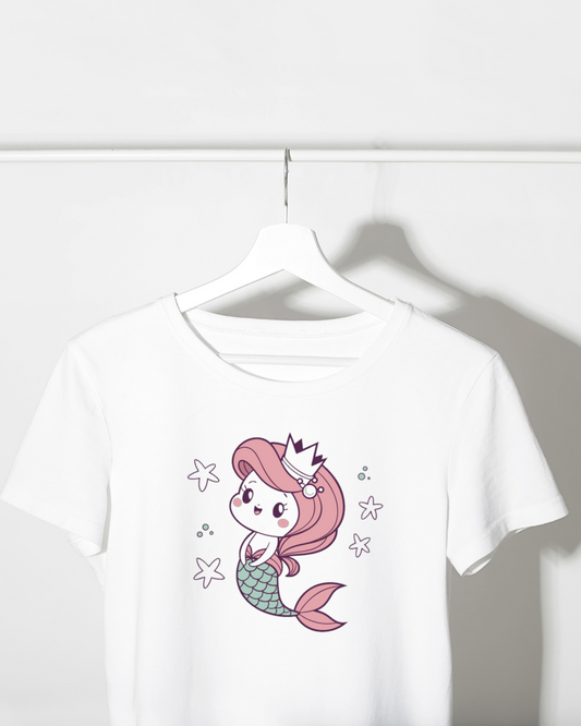 Motif de sirène kawaii pour t-shirt d'anniversaire, coloris doux
