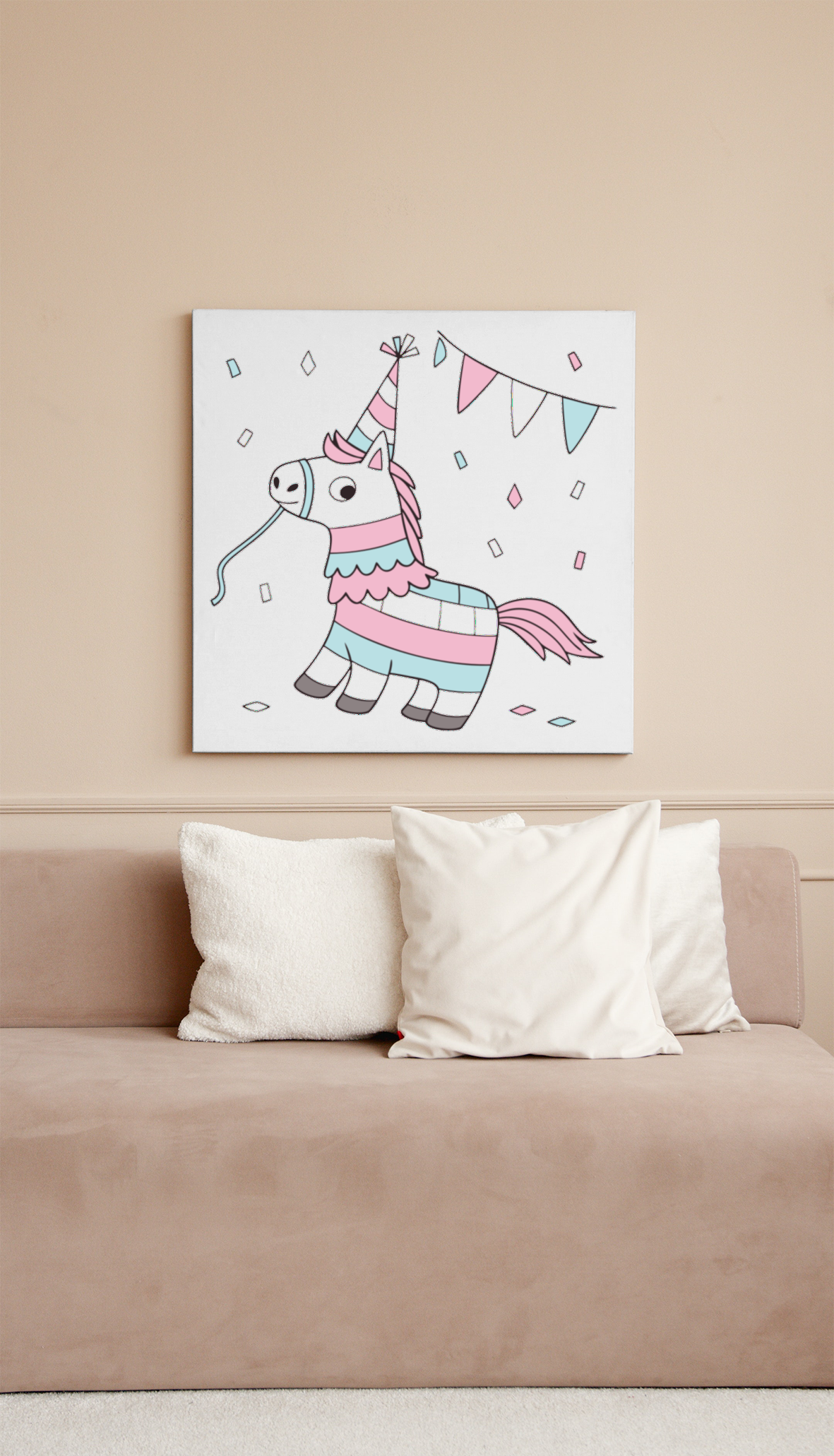 Cadre pinata licorne pour embellir votre intérieur avec une touche festive.