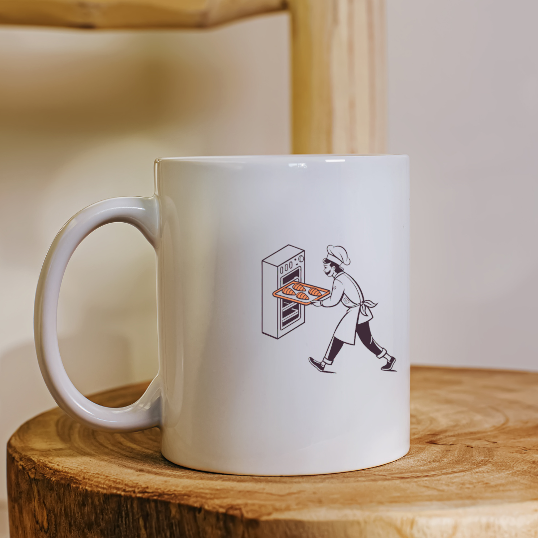 Boulanger joyeux et croissants | Style nostalgique | Ambiance artisanale