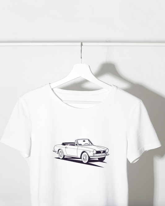 Cabriolet vintage sur T-shirt, style rétro automobile