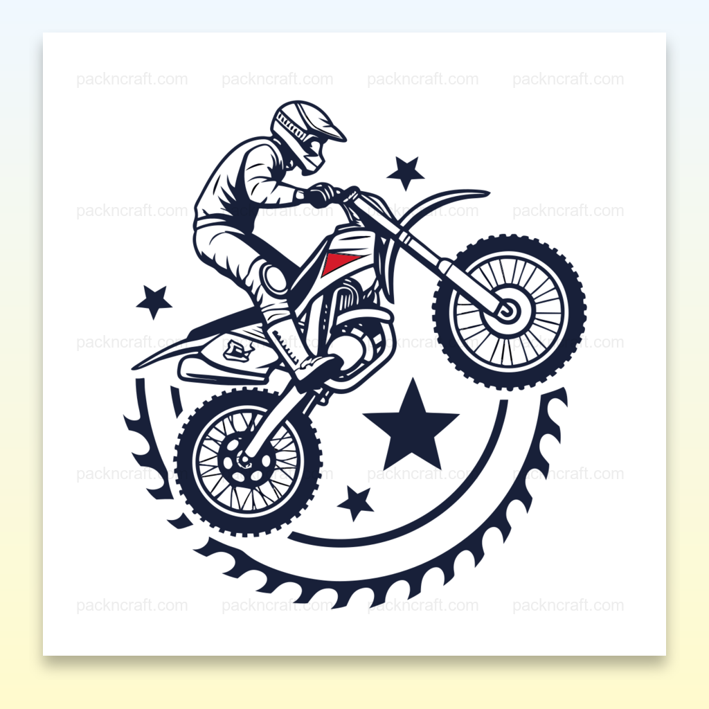 Illustration vectorielle d'un motard en action, idéale pour projets DIY et déco sport.