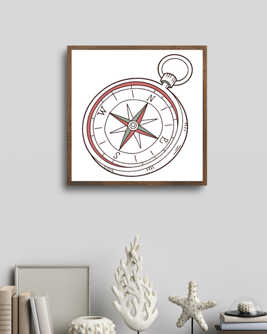Cadre décoratif avec boussole détaillée et design vectoriel élégant