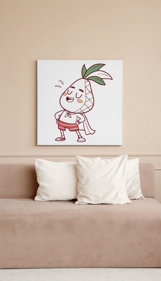 Cadre avec motif d'ananas vectoriel coloré évoquant une aventure fruitée