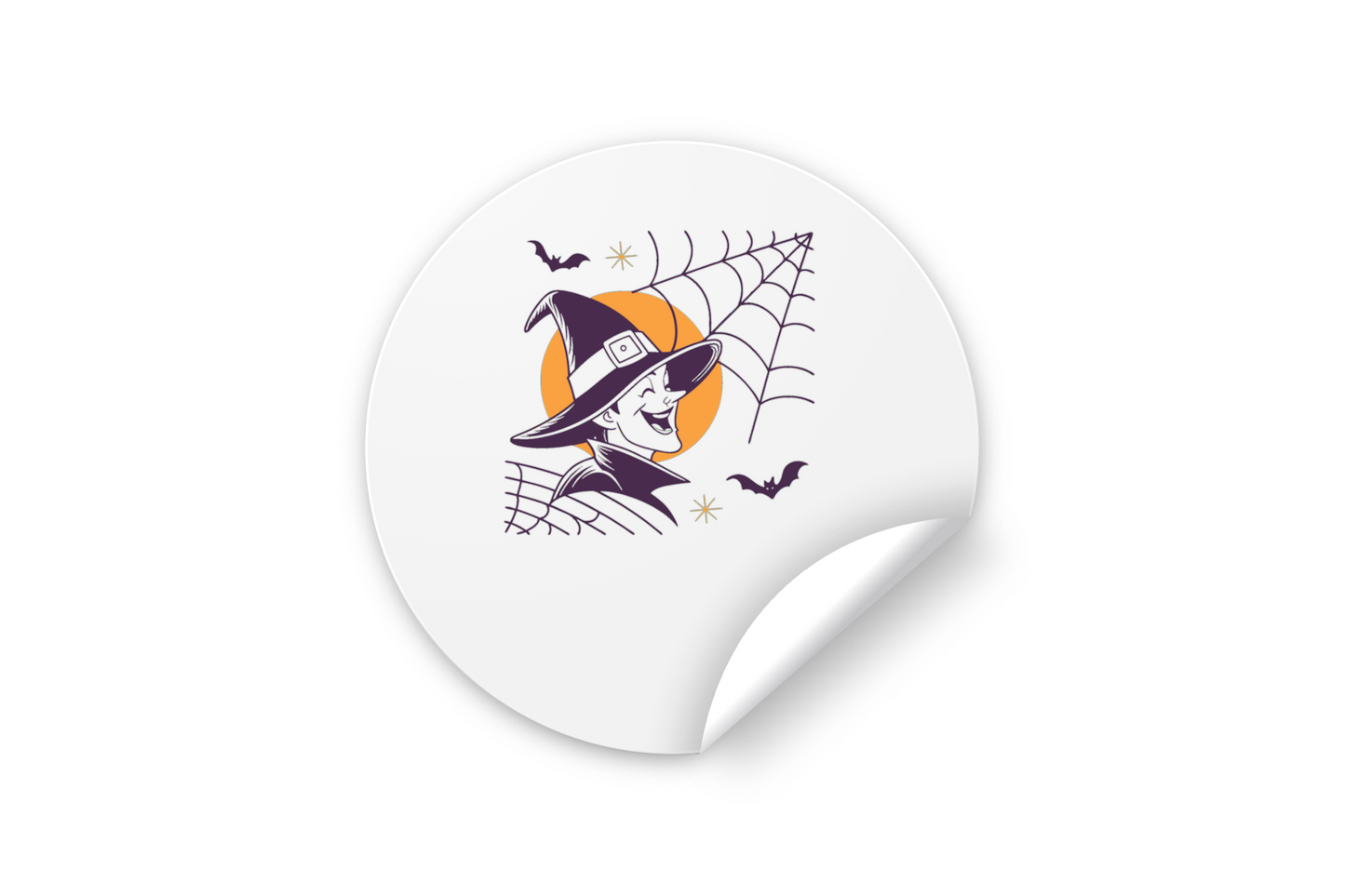 Sticker avec un sorcier rieur vintage style Halloween décoratif