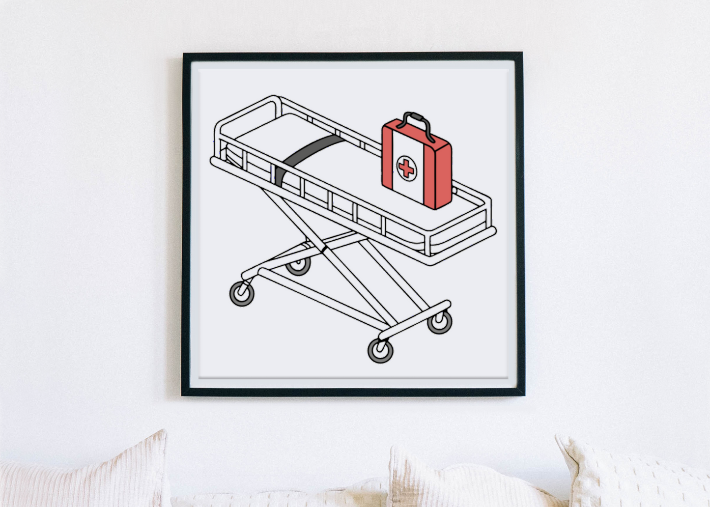 Chariot Médical Secours | Style Vectoriel Moderne | Thème Hôpital
