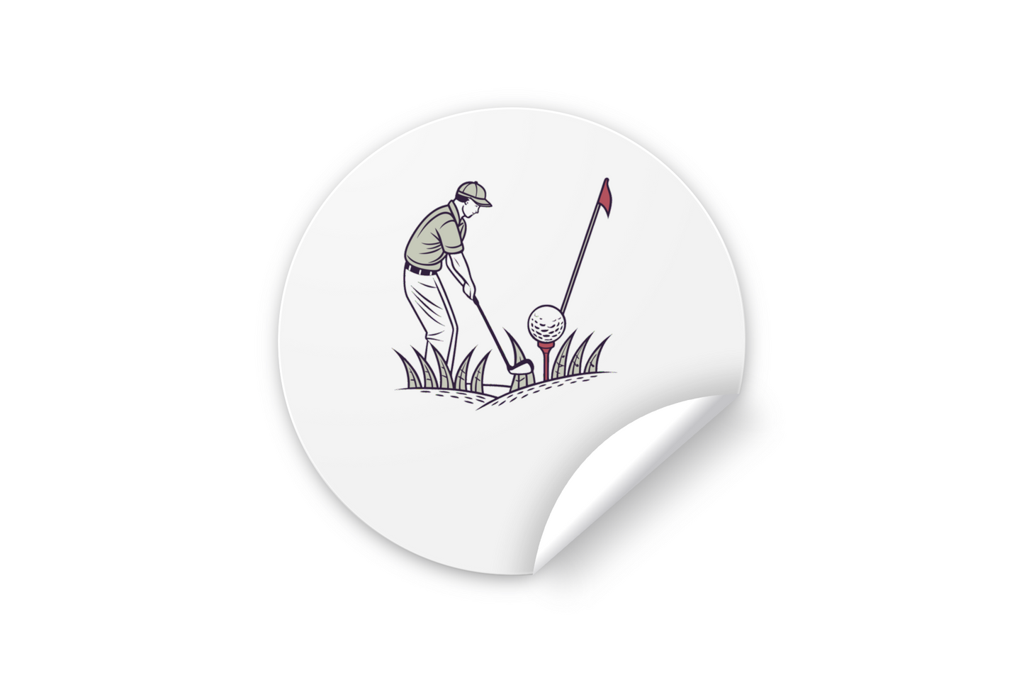 Sticker numérique avec golfeur concentré décoré dans un style rétro sportif