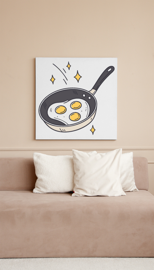 Cadre moderne avec omelette étoilée animée pour une cuisine créative et stylée