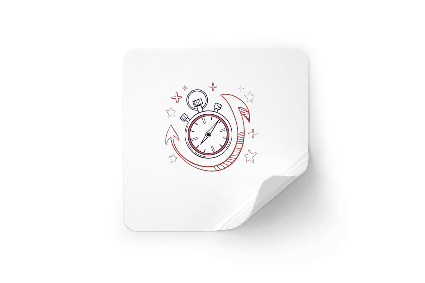 Sticker cosmique avec doodle chronomètre, design espacebranché et captivant