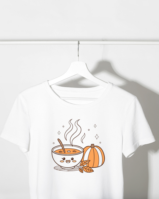T-shirt automne avec citrouille kawaii amusante et couleurs pastel