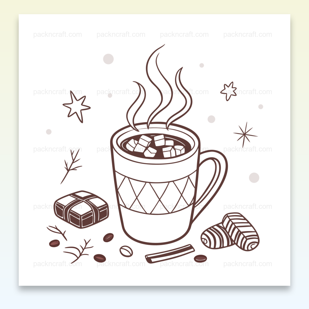 Illustration de chocolat chaud fumant avec un style doodle. Utilisable pour déco et DIY.