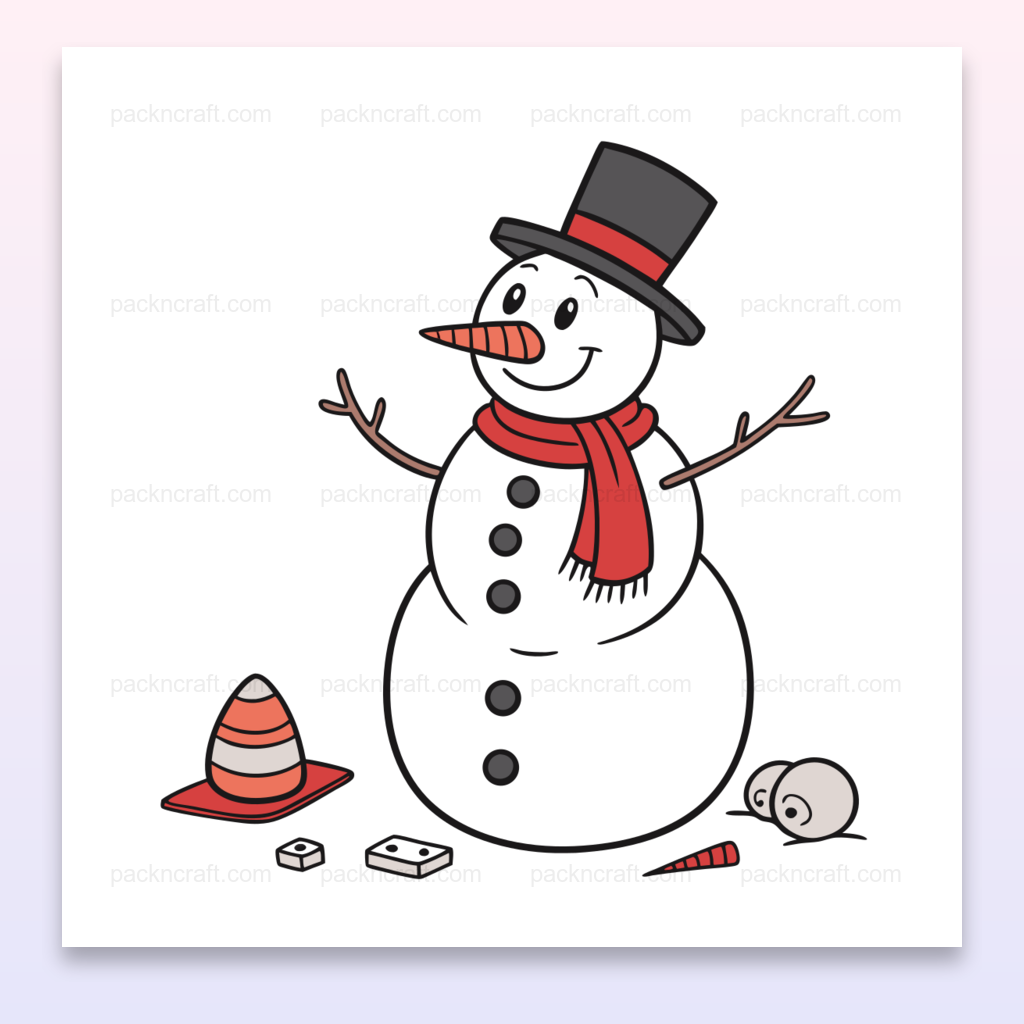 Illustration d'un bonhomme de neige joyeux pour projets DIY et décorations