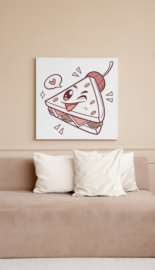 Cadre élégant avec icône de sandwich espiègle, touche de design original