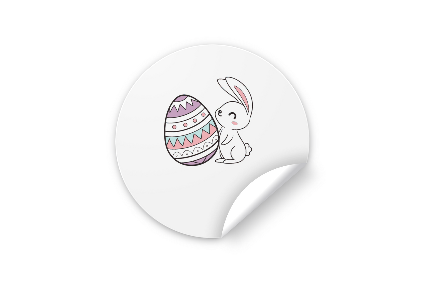 Sticker festif avec lapin kawaii et œuf de Pâques, idéal pour décorer vos carnets
