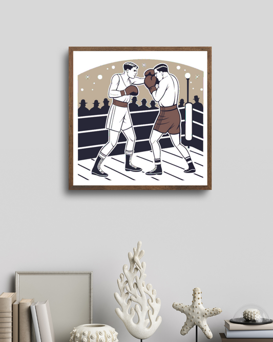 Affiche encadrée de boxeurs vintage, style rétro