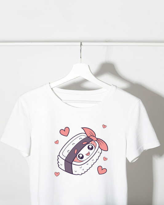 T-shirt avec motif de sushi amoureux dans un style mignon et gourmand