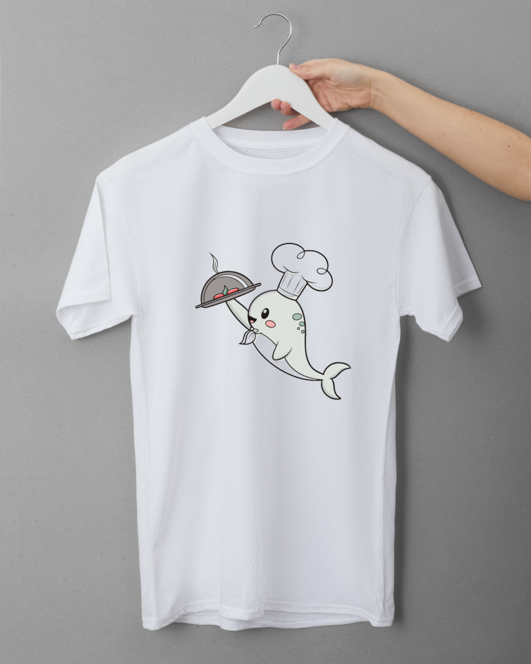 T-shirt avec phoque chef en pastel sur fond créatif et doux