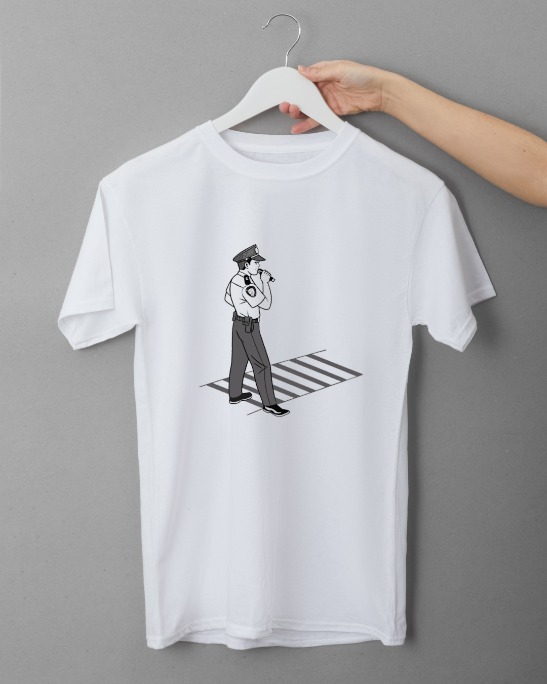 Policier au Sifflet | SVG Élégant Noir & Blanc | Traversée Sûre