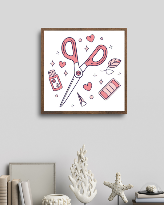 Cadre avec icône créative et décorative dans un style pastel doux, idéal DIY