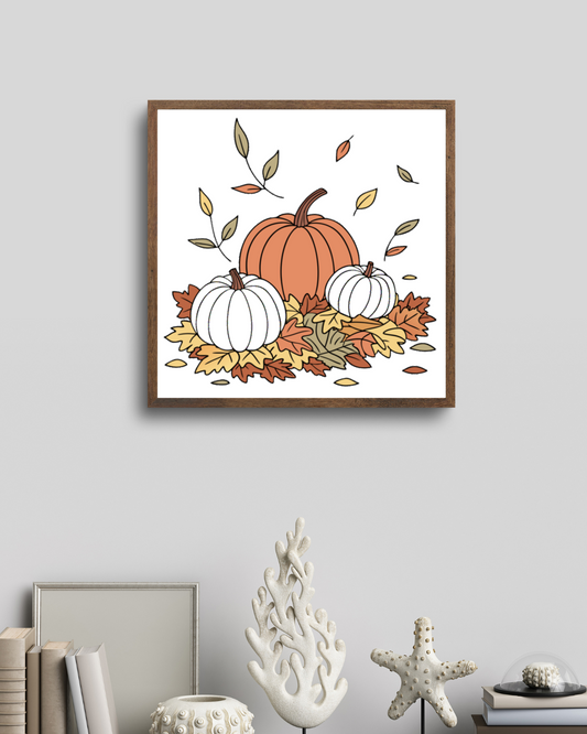 Cadre décoratif avec motif citrouille d'automne aérienne dans un style doodle