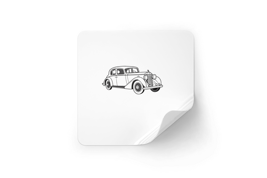 Illustration de voiture vintage Rolls-Royce sur sticker, idéale pour déco rétro.