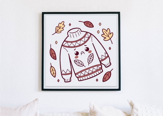 Cadre avec design pastel numérique, ambiance hiver et touche automnale