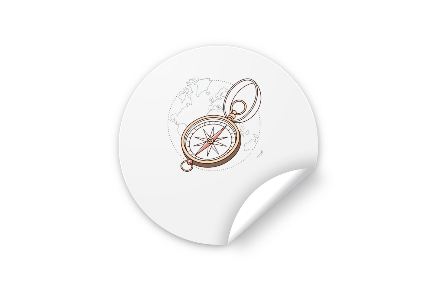Sticker minimaliste avec une boussole stylisée pour les passionnés d'exploration