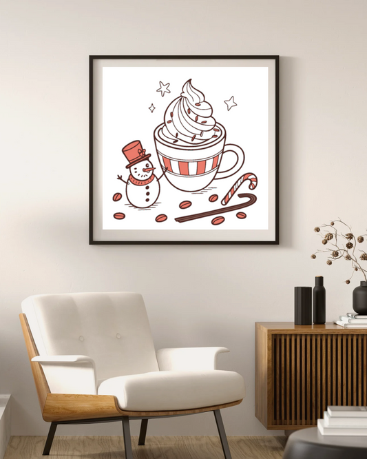 Cadre festif avec bonhomme de neige, parfait pour une ambiance hivernale cosy