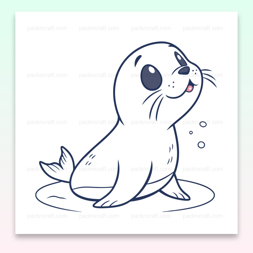 Illustration de phoque espiègle sur glace, fichier SVG doux, thème marin