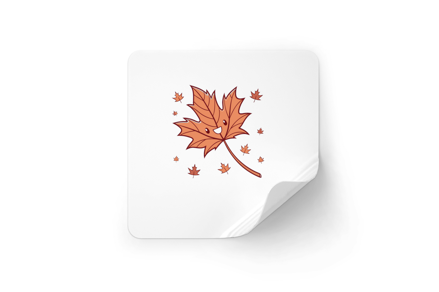 Sticker cosy avec feuille d'automne cartoon captivante ambiance chaleureuse