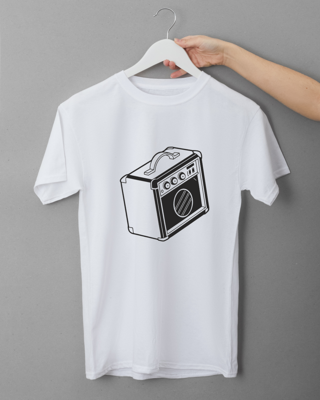 T-shirt avec amplificateur vintage au design musical rétro, idéal pour les mélomanes