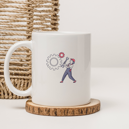 Ingénieur avec Roue Dentée | SVG Moderne | Thème Industriel