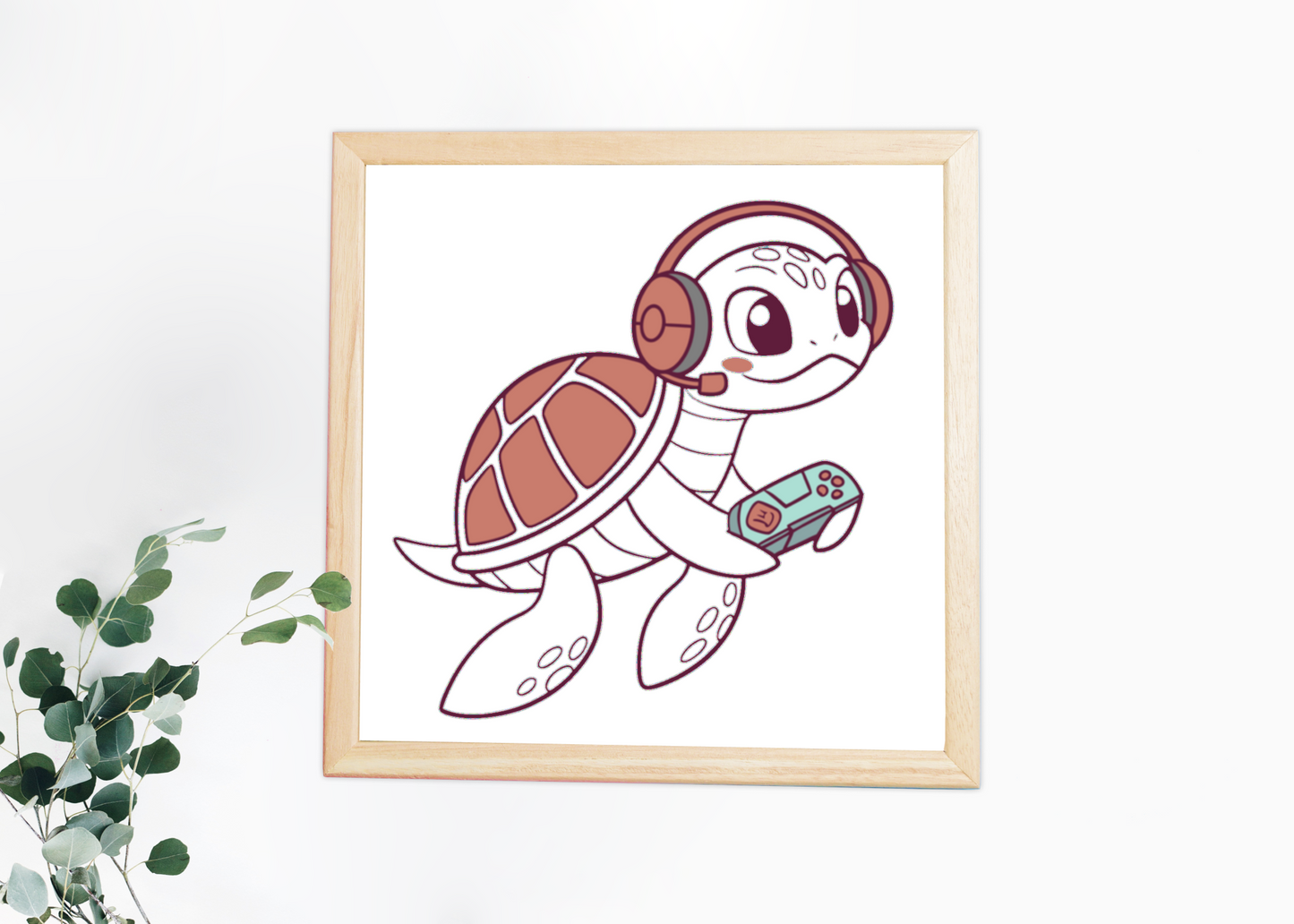 Cadre avec tortue gamifiée en style vectoriel joyeux thème high-tech cadre moderne