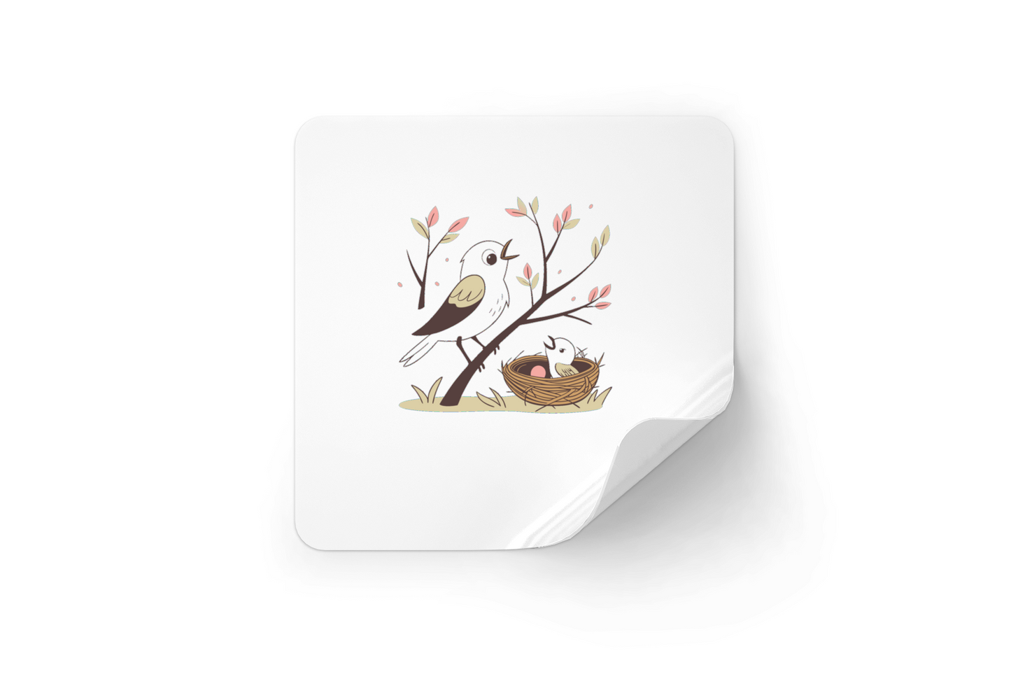 Autocollant avec oiseau pastel éveille douceur de la nature printanière
