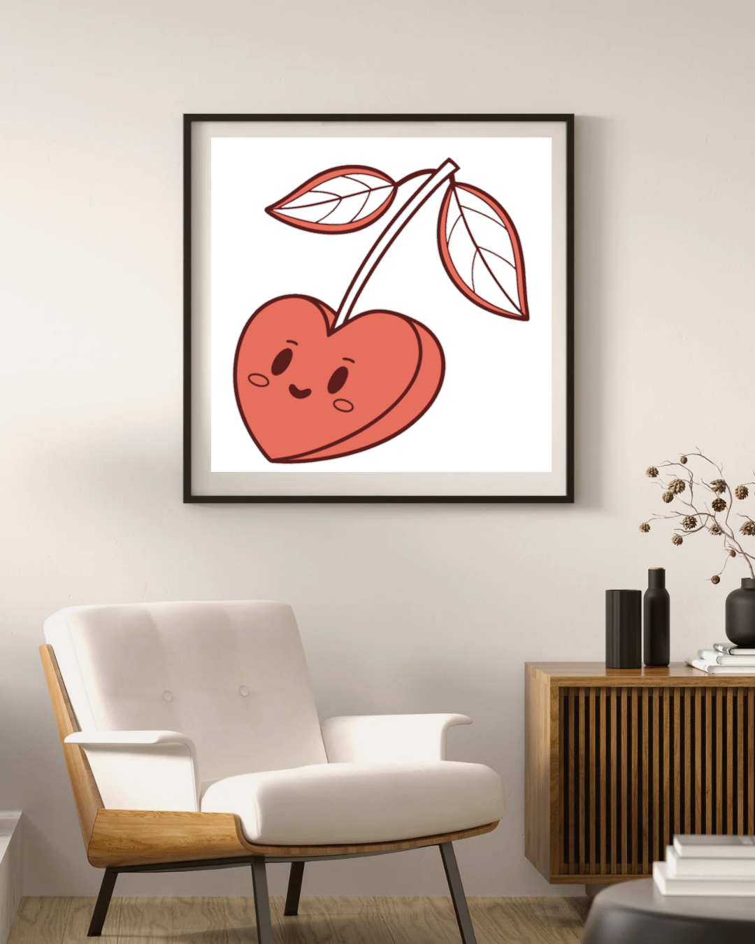 Cadre déco coeur kawaii, une touche vintage unique