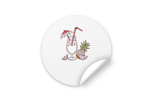 Sticker au design pastel avec icône de cocktail tropical parfait pour s'évader