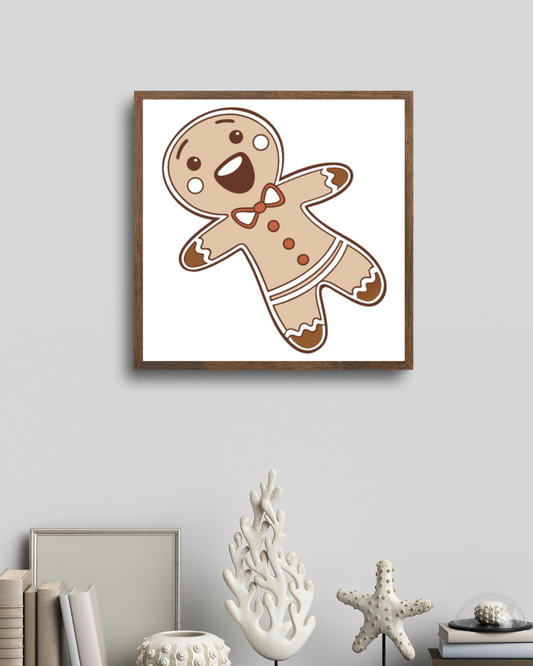 Cadre festif avec dessin délicat de petit biscuit joyeux évoquant la magie de Noël