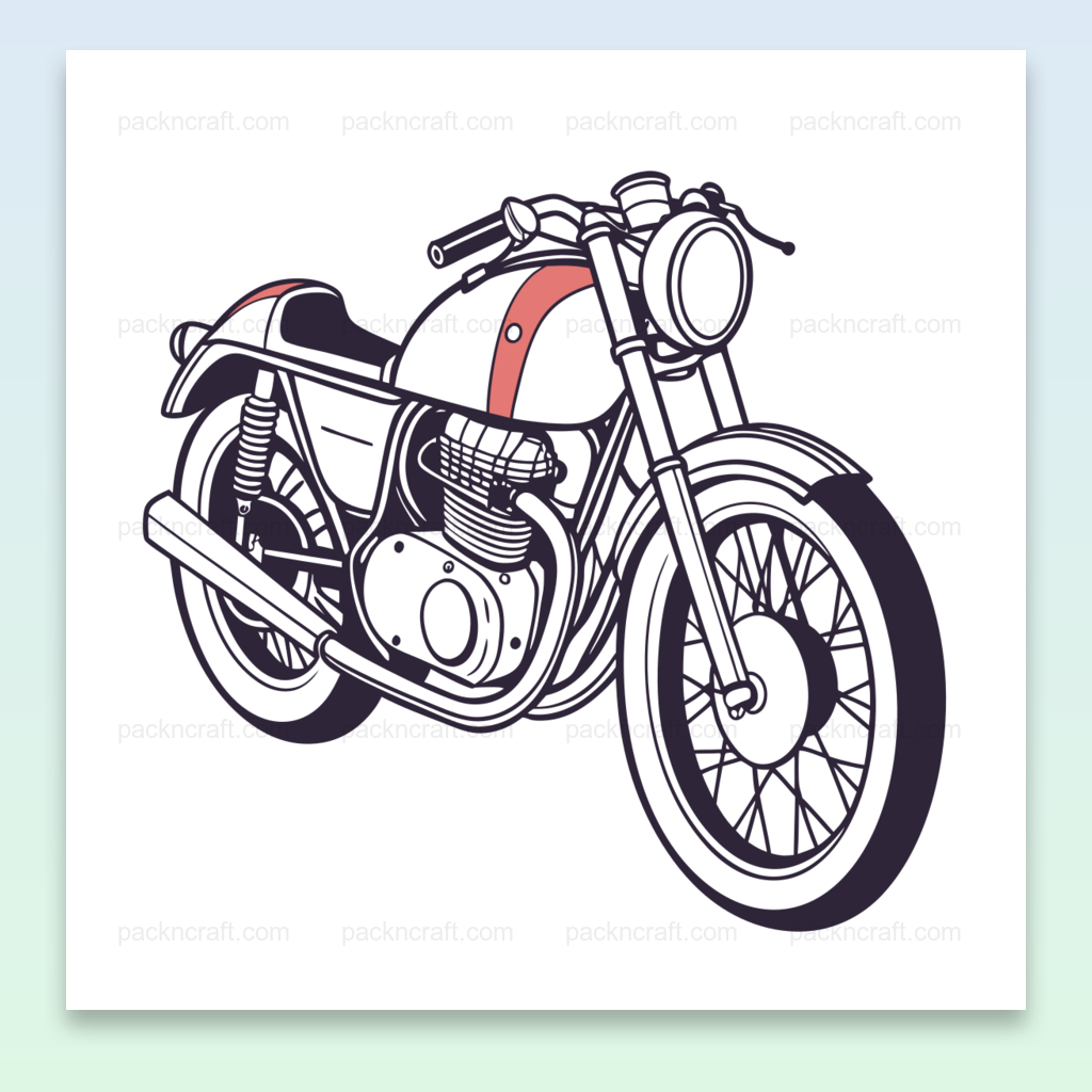 Illustration vectorielle moto Café Racer 1960s, idéale pour stickers et déco.