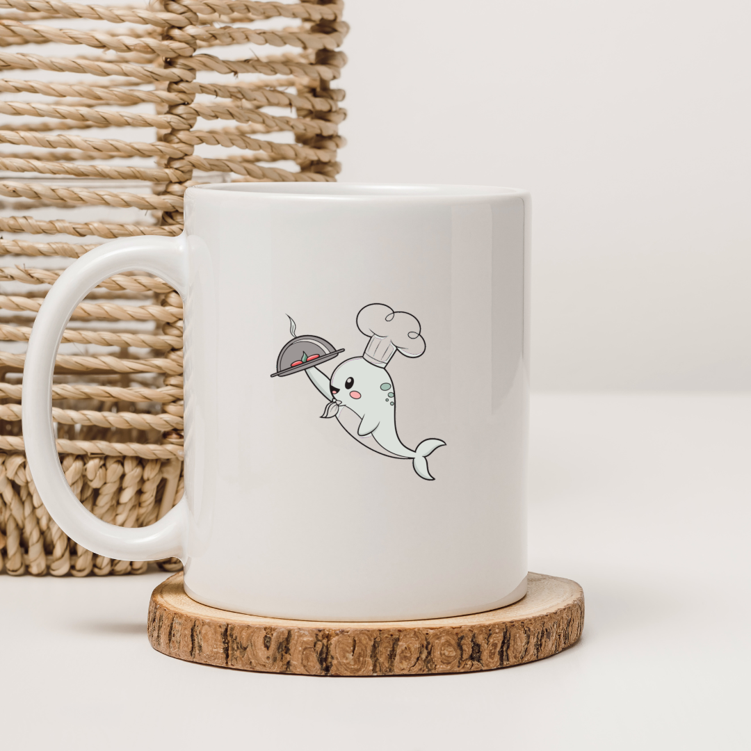 Mug avec phoque chef gâteau pastel style créatif et doux