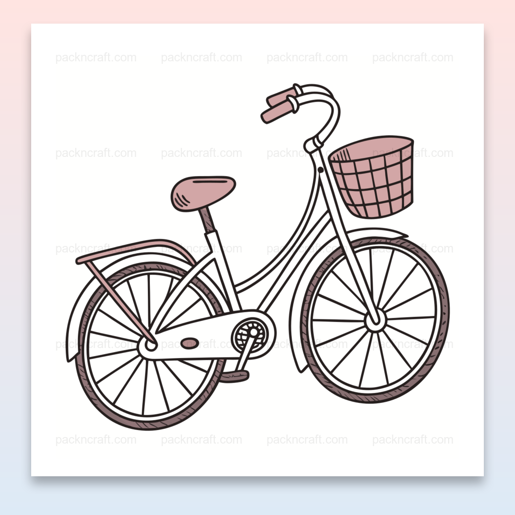 Illustration de vélo rétro avec panier, style doodle pour décoration et projets créatifs