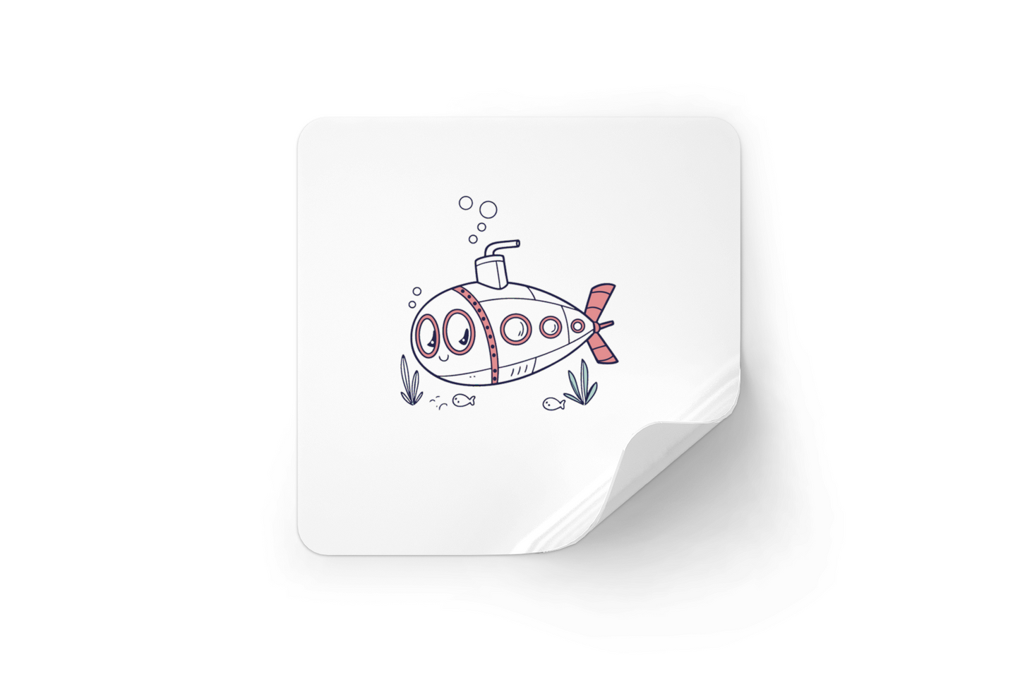 Sticker décoratif vibrant de sous-marin joyeux style cartoon pour aventure aquatique