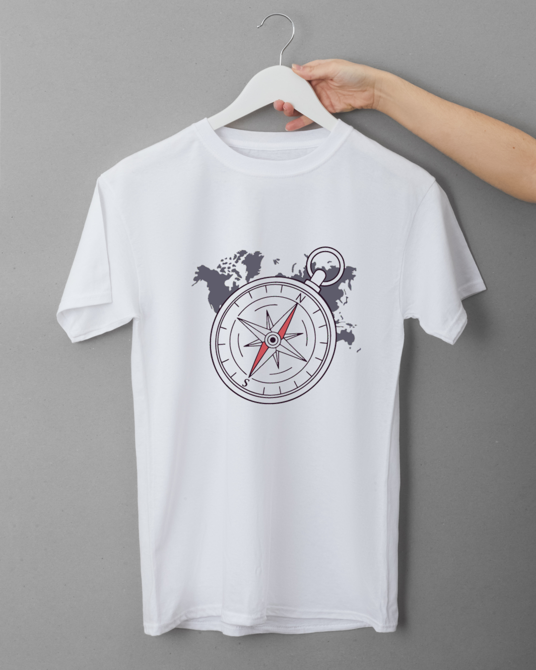T-shirt avec motif boussole vintage sur le thème de la navigation