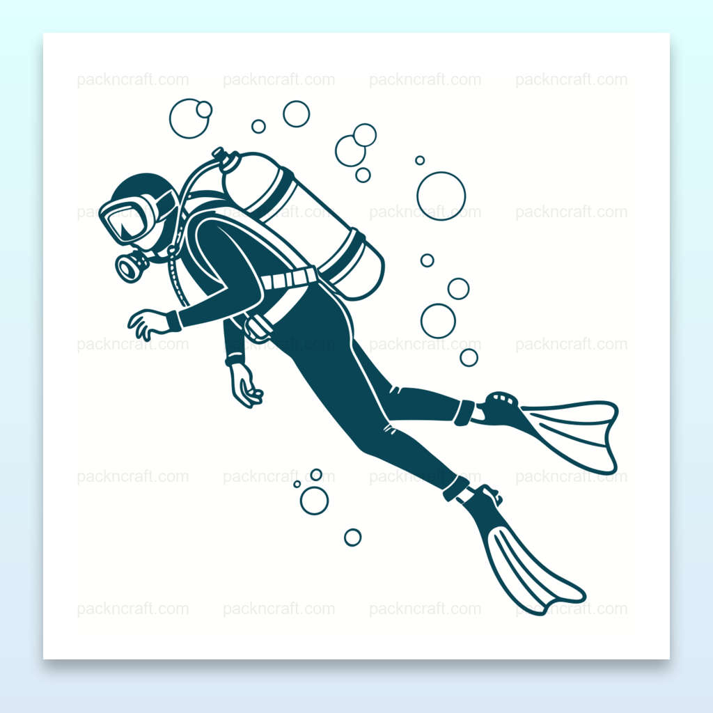 Illustration de plongeur en exploration sous-marine, utilisable pour projets DIY., Visuel de plongeur sous l'eau, parfait pour affiches et déco murale., Dessin de plongeur adapté pour mug personnalisé, design unique., Sticker plongeur sous-marin, idéal pour scrapbooking et papeterie., Design sur t-shirt de plongeur explorant les fonds marins, look stylé.